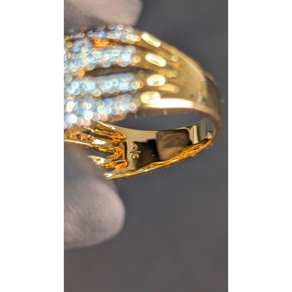 Danbury Mint Five Carat Kiss Ring Size 10 Gold 18k Plated 75 Diamonisse Gemstone - Picture 9 of 11